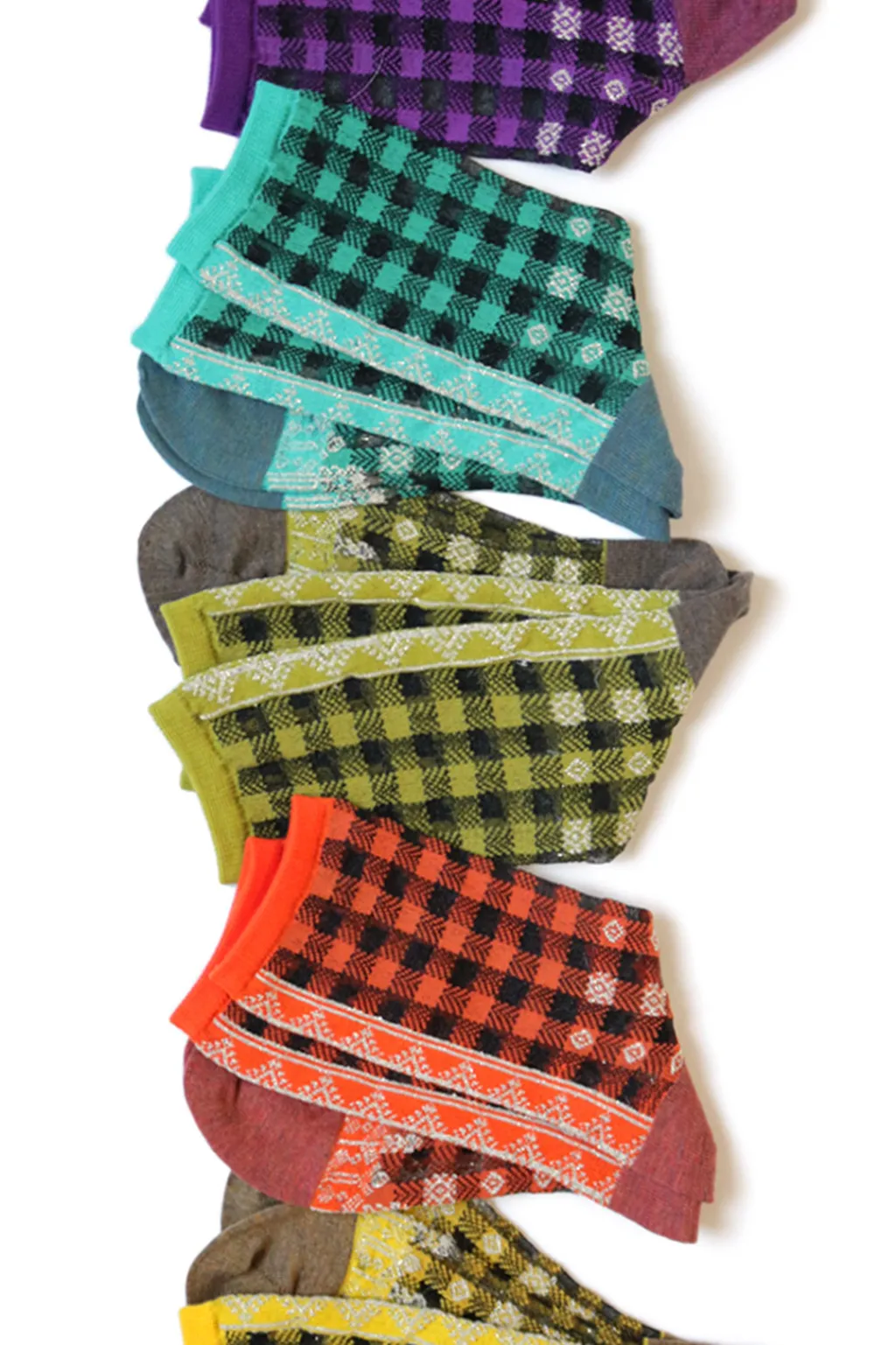 Fashion Kapital 144 Yarns Gingham Check See-Through Socks - 5 Colour Choices