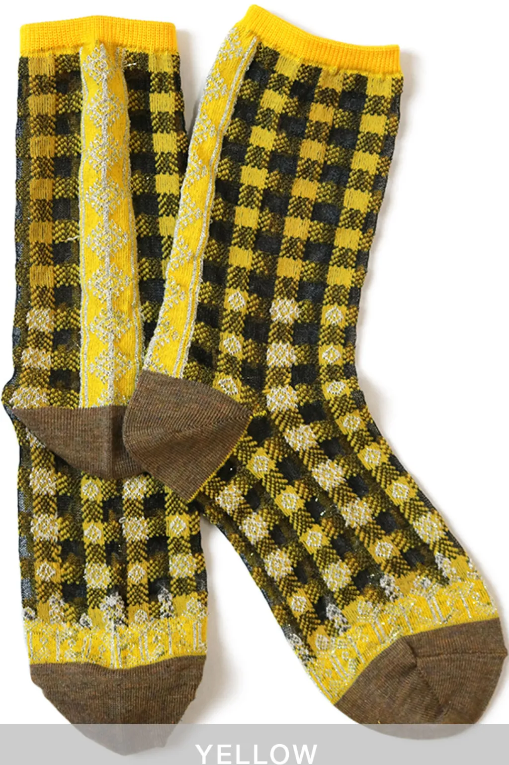 Fashion Kapital 144 Yarns Gingham Check See-Through Socks - 5 Colour Choices