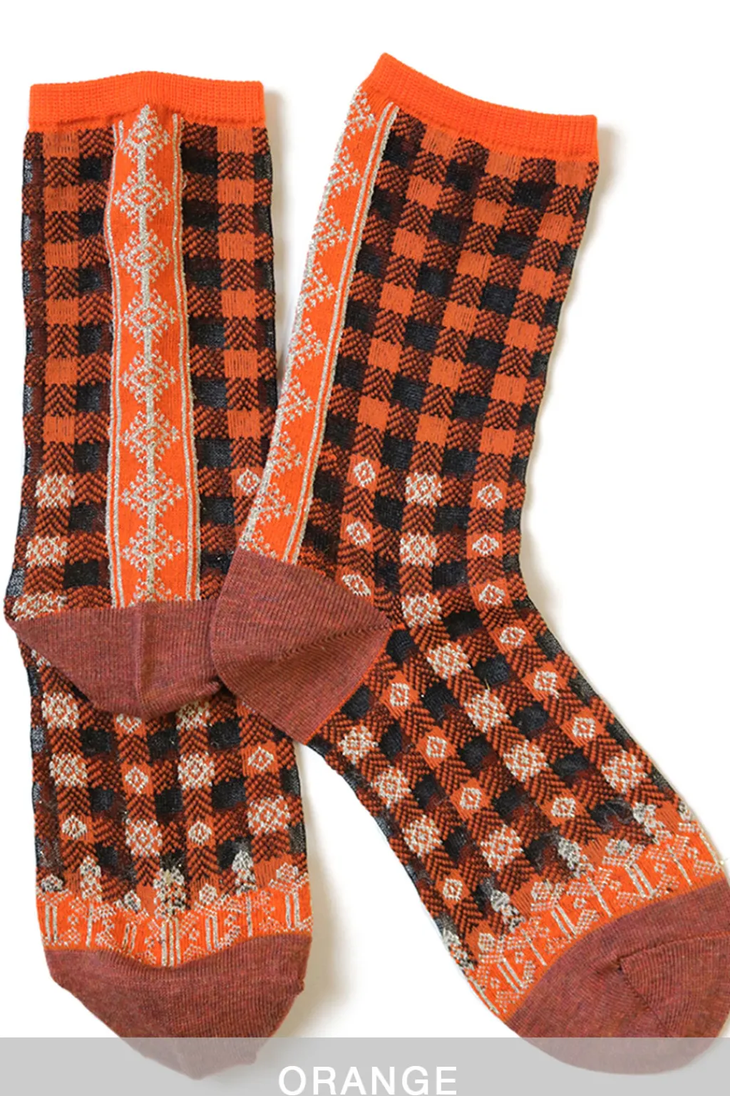 Fashion Kapital 144 Yarns Gingham Check See-Through Socks - 5 Colour Choices