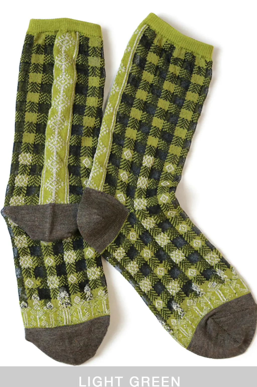 Fashion Kapital 144 Yarns Gingham Check See-Through Socks - 5 Colour Choices