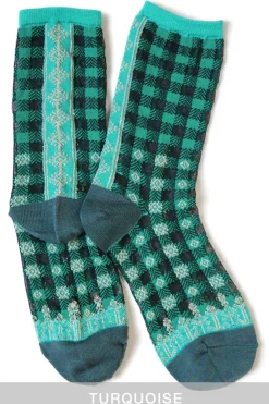 Fashion Kapital 144 Yarns Gingham Check See-Through Socks - 5 Colour Choices