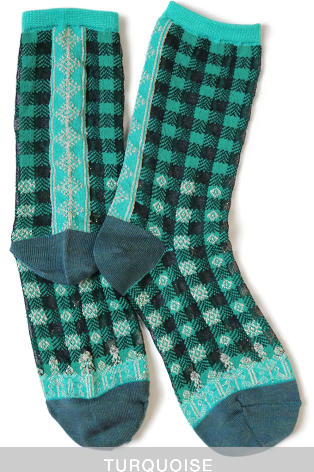Fashion Kapital 144 Yarns Gingham Check See-Through Socks - 5 Colour Choices