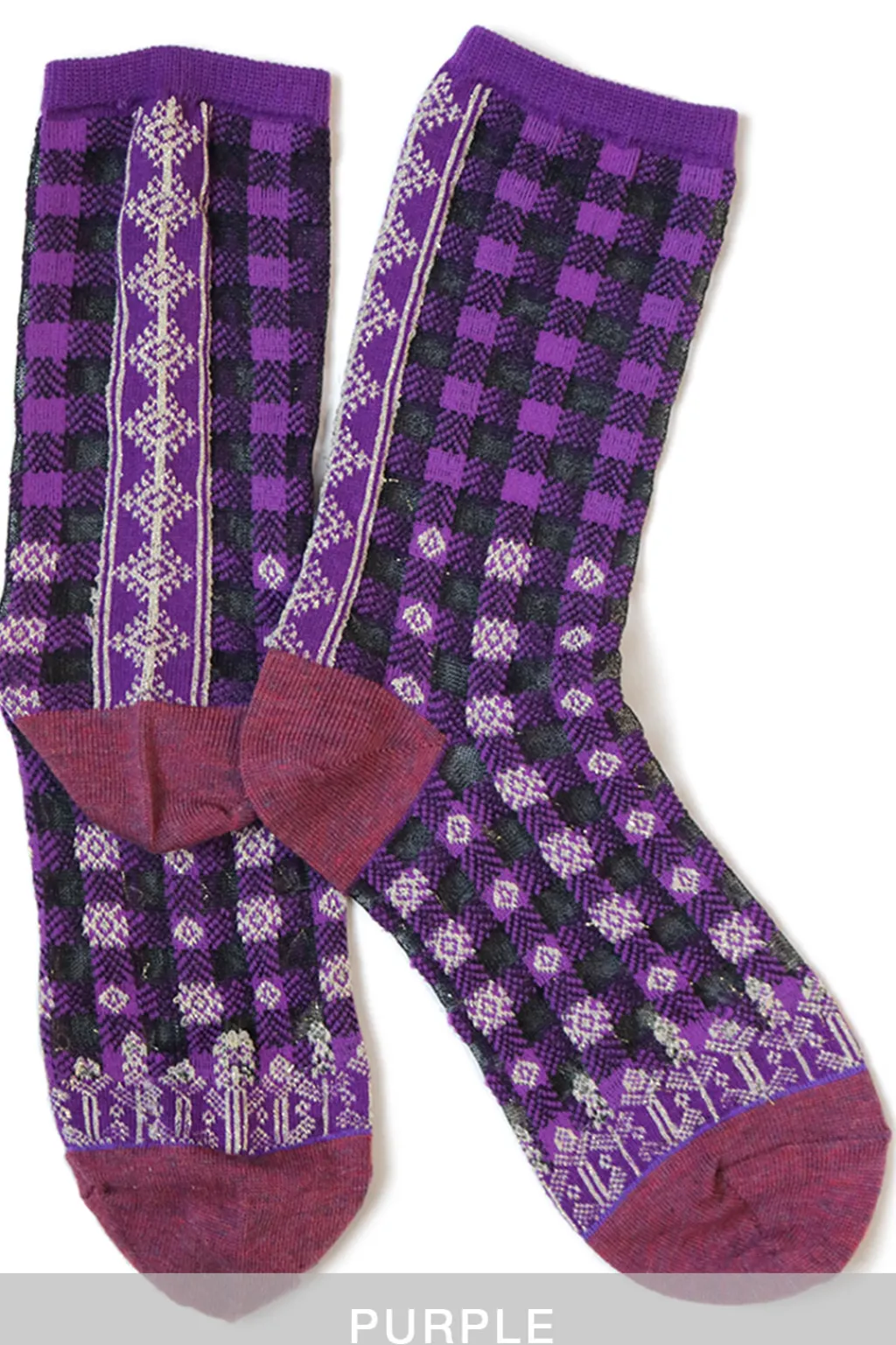 Fashion Kapital 144 Yarns Gingham Check See-Through Socks - 5 Colour Choices